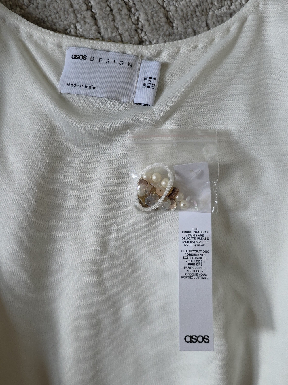 ASOS DESIGN CREAM Mini Blazer Dress with Gold Sequin Trim - Picture 9 of 13
